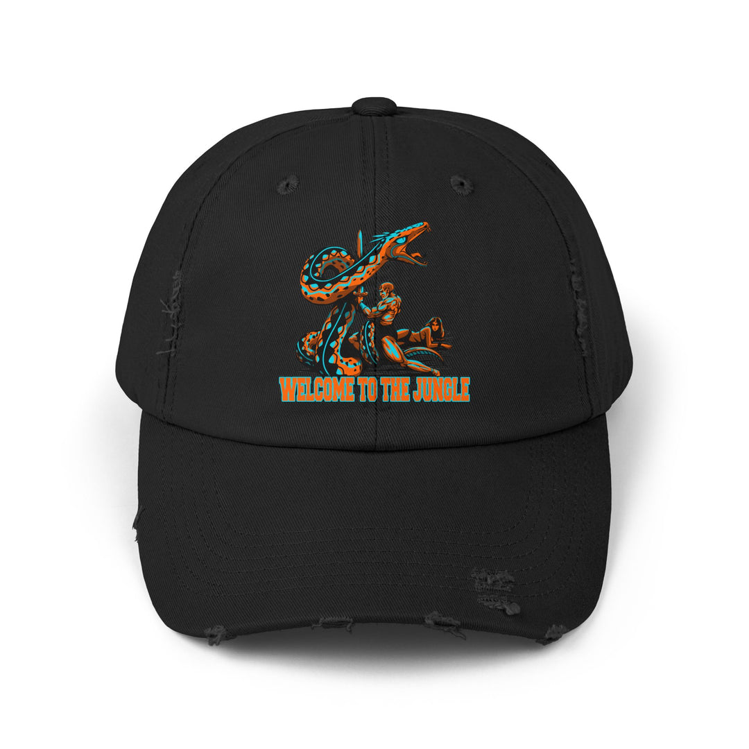 SERPENT SLAYER ORANGE AQUA WELCOME TO THE JUNGLE CAP