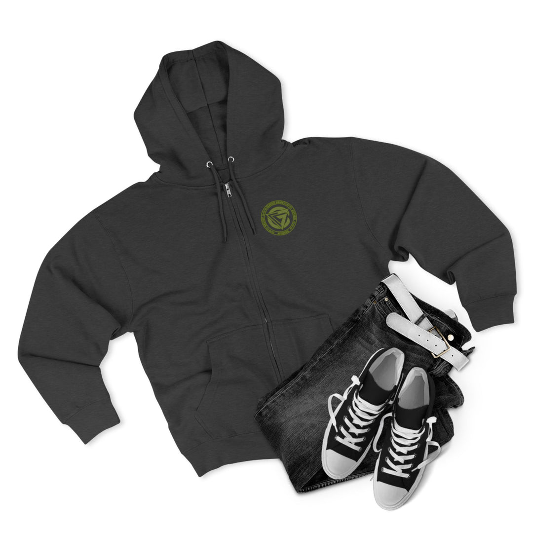 CG SGL SKULL DRAGON TIGER BELL ARMY GREEN/READY FOR WAR ZIP UP