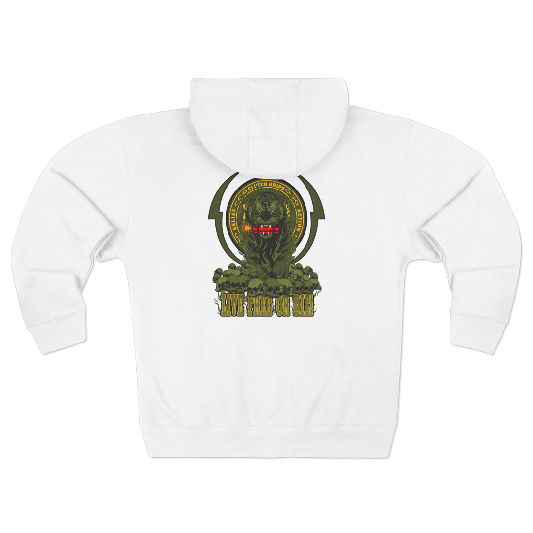DYNAMITE TIGER RED GREEN YELLOW/LIVE FREE OR DIE ZIP UP