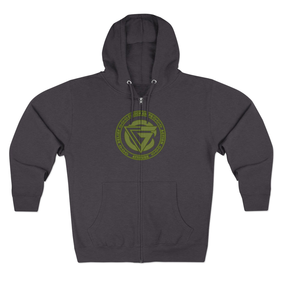 CG SGL SKULL DRAGON TIGER BELL ARMY GREEN /LIFT OR DIE ZIP UP