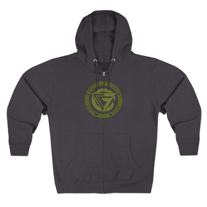 CG SGL SKULL DRAGON TIGER BELL ARMY GREEN /LIFT OR DIE ZIP UP