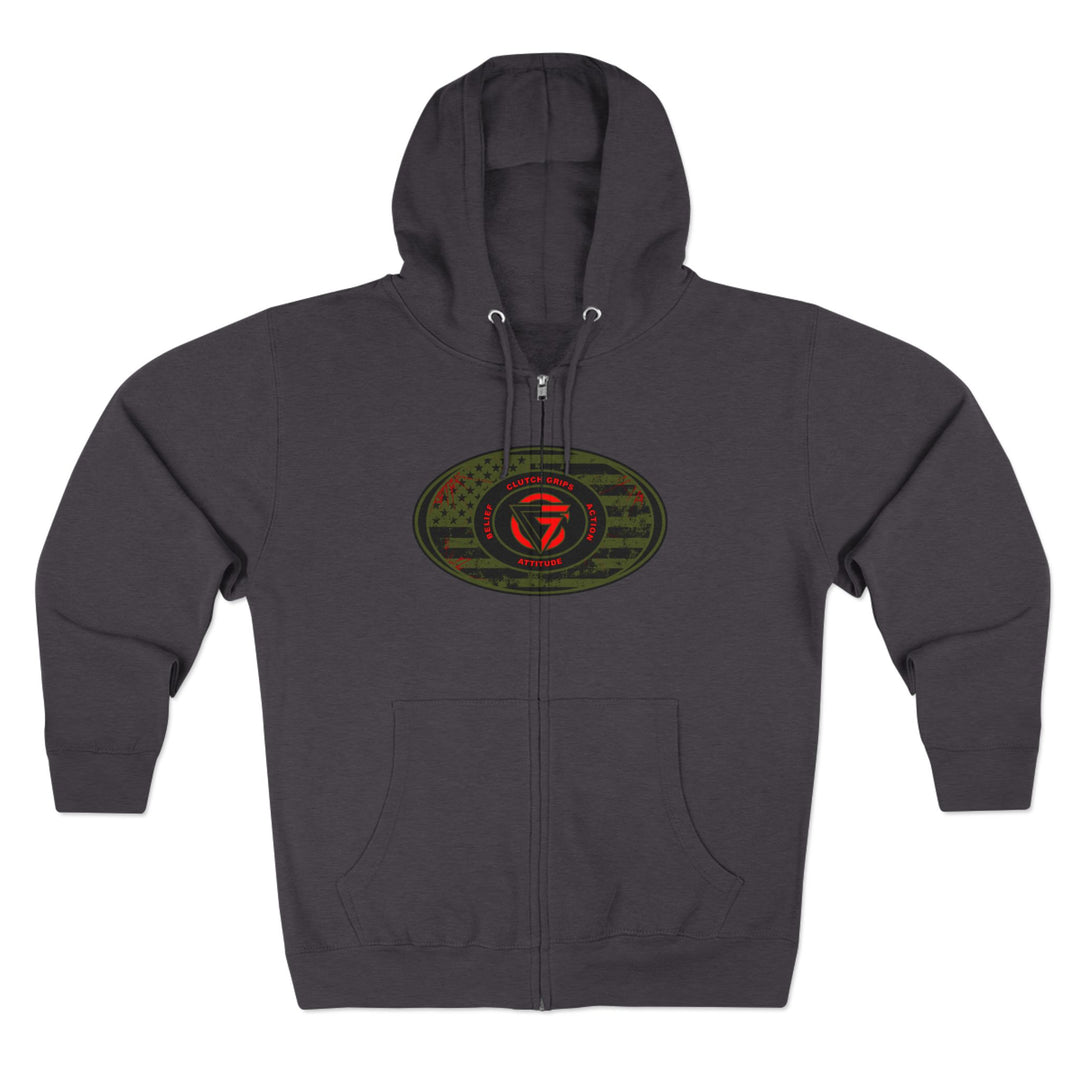 CG ANGRY DOG MILITARY GREEN BLOOD RED /AMERICAN SAVAGE ZIP UP