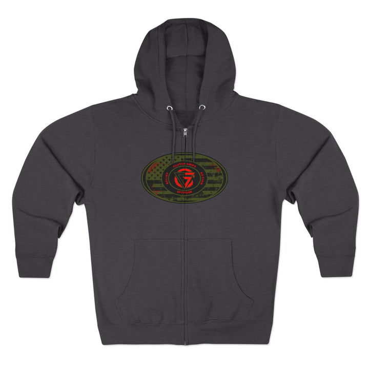 CG ANGRY DOG MILITARY GREEN BLOOD RED /AMERICAN SAVAGE ZIP UP