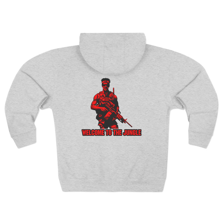 CG  NAVY SEAL TRIBUTE  RIP RED BLACK /WELCOME TO THE JUNGLE ZIP UP