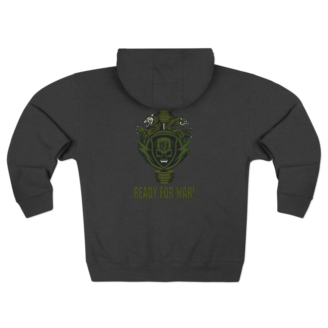 CG SGL SKULL DRAGON TIGER BELL ARMY GREEN/READY FOR WAR ZIP UP