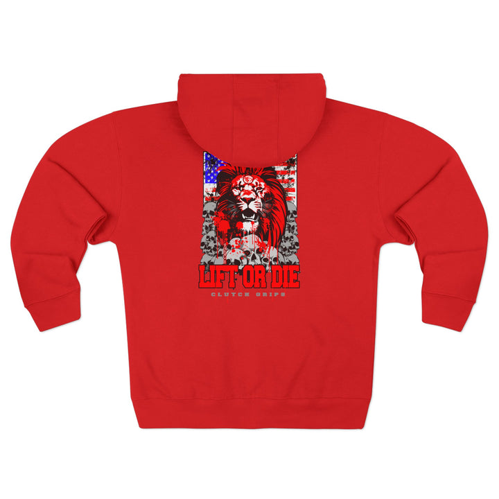 CG LION HEART RED WHITE BLUE/LIFT OR DIE ZIP UP