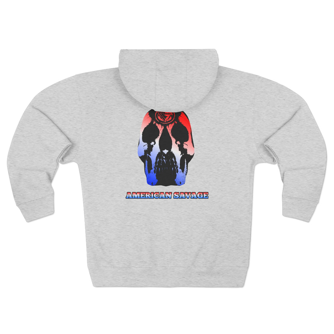 CG SKULL RED WHITE BLUE FADE /AMERICAN SAVAGE ZIP UP