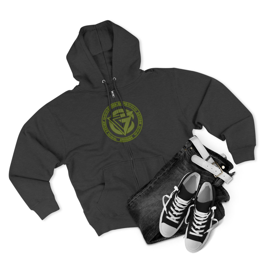 CG SGL SKULL DRAGON TIGER BELL ARMY GREEN /LIFT OR DIE  ZIP UP