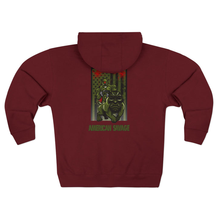 CG ANGRY DOG MILITARY GREEN BLOOD RED /AMERICAN SAVAGE ZIP UP