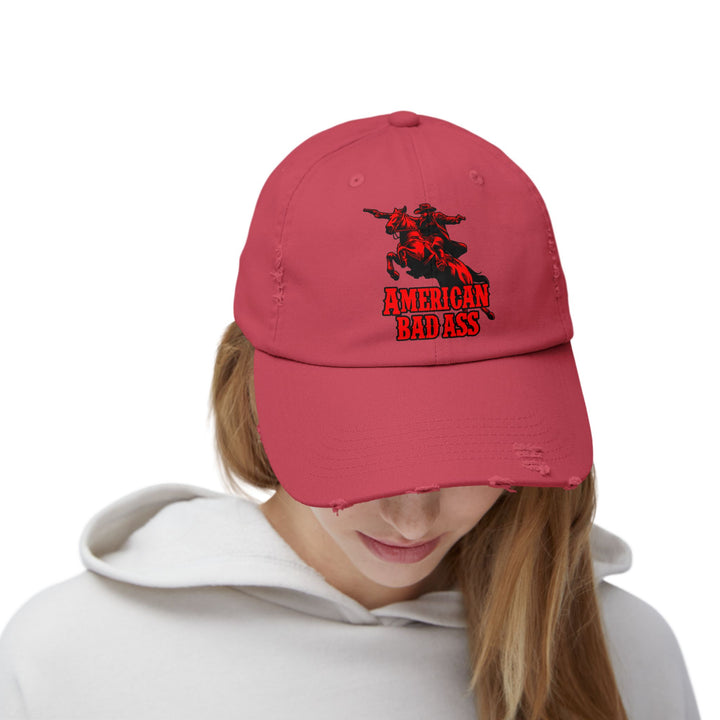 COWBOY OUTLAW RED/AMERICAN BADASS CAP