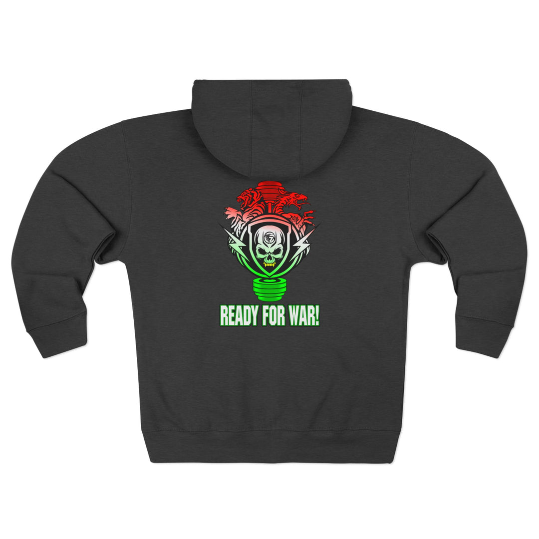SKULLATOR SGL BELL DRAGON TIGER RED WHITE GREEN FADE/READY FOR WAR ZIP UP