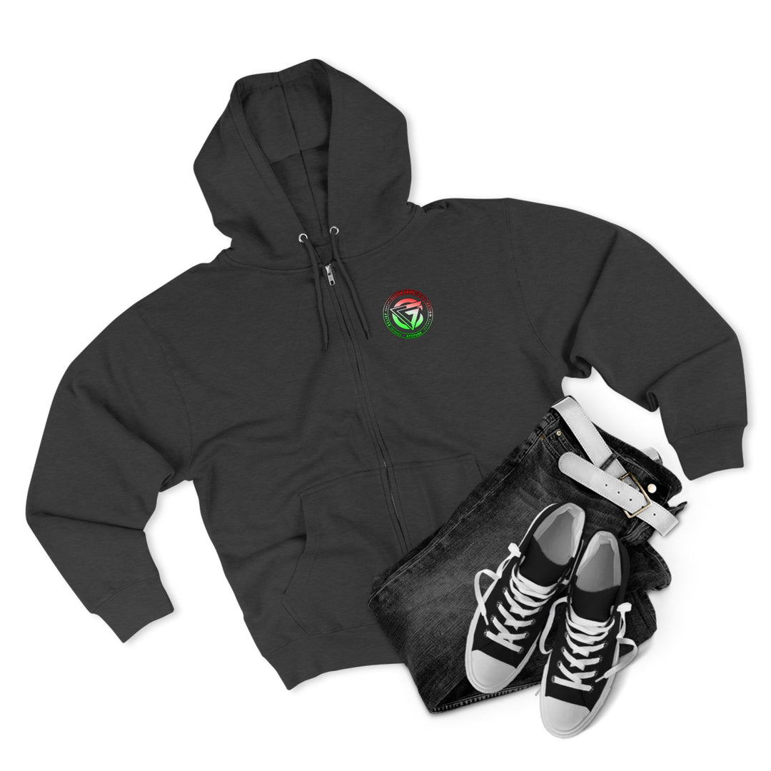 SKULLATOR SGL BELL DRAGON TIGER RED WHITE GREEN FADE/READY FOR WAR ZIP UP