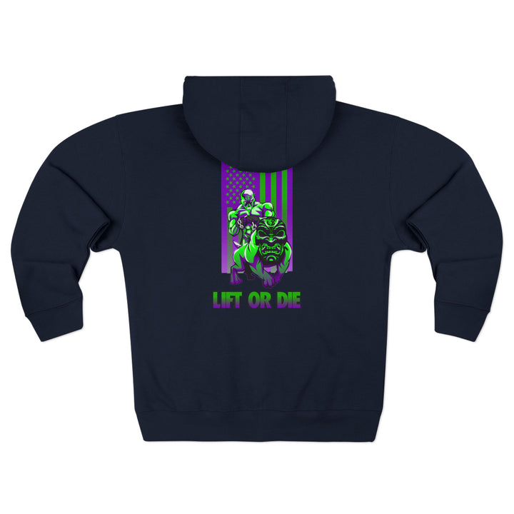 CG ANGRY DOG PURPLE GREEN/LIFT OR DIE ZIP UP