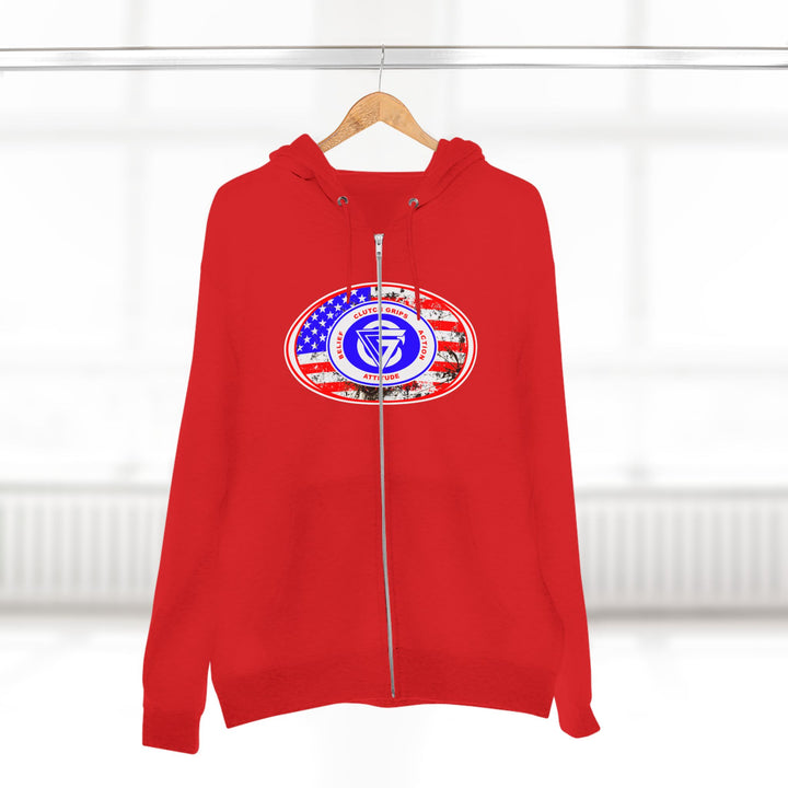 AMERICAN WARRIOR TRIBUTE  RED WHITE BLUE/AMERICAN SAVAGE ZIP UP