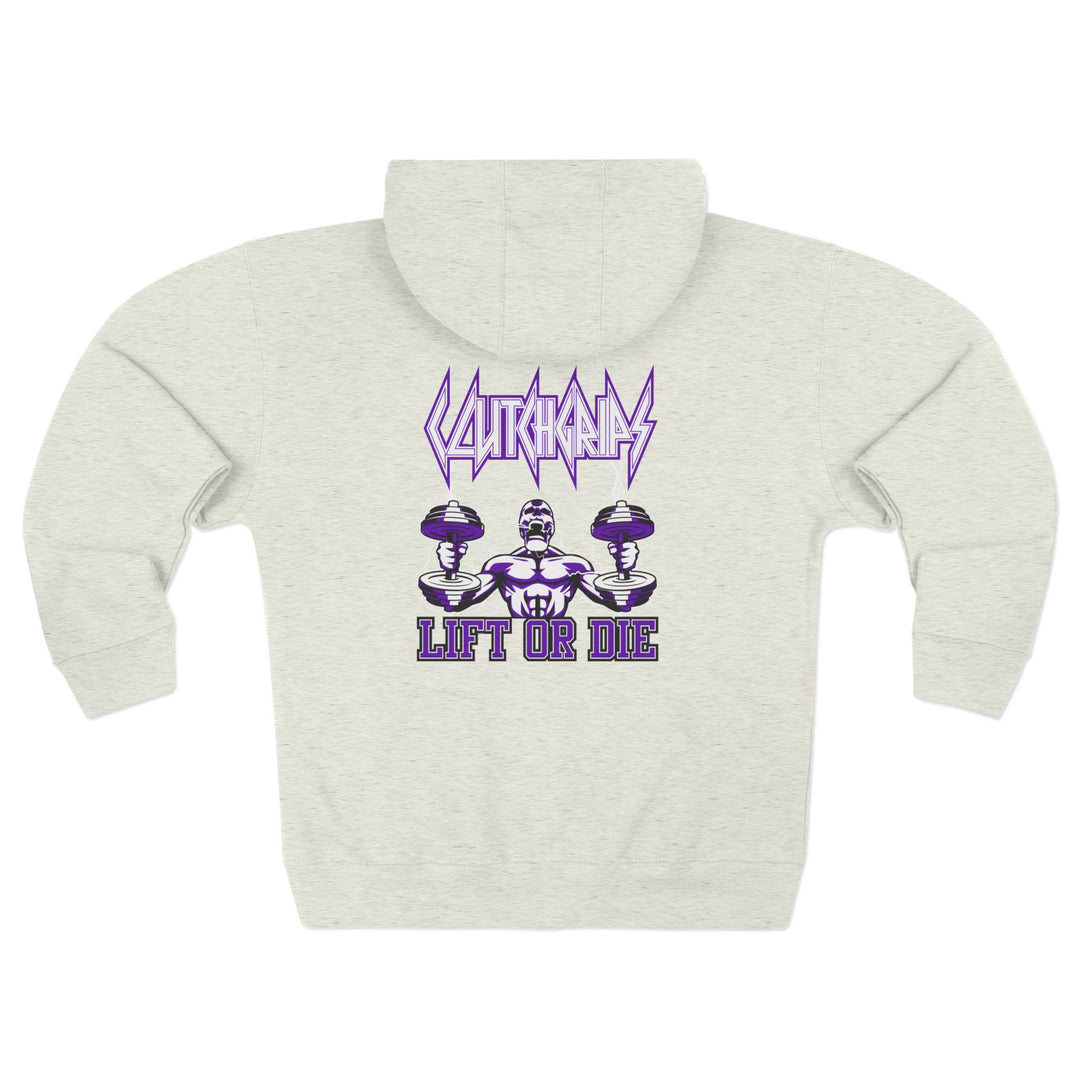 RIDE THE LIGHTNING  PURPLE WHITE /LIFT OR DIE ZIP UP