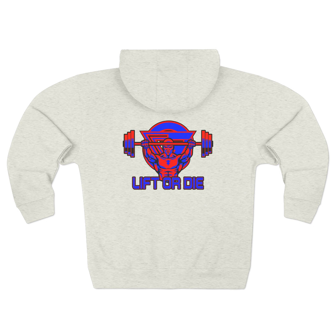 ENTER THE MAC HYPER RED BLUE /LIFT OR DIE ZIP UP