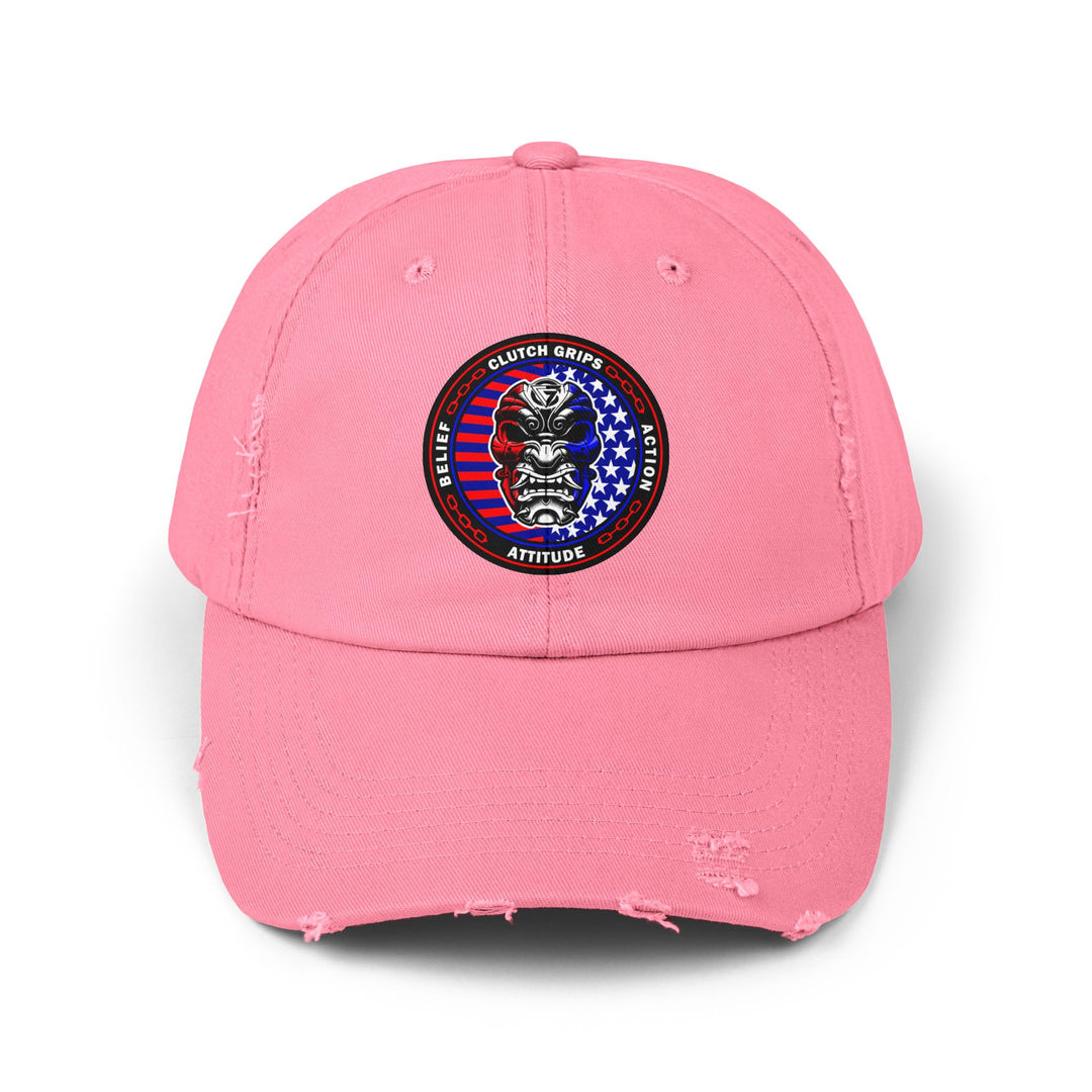 SAMURAI MASK RED WHITE BLUE FLAG/BELIEF ATTITUDE ACTION CAP