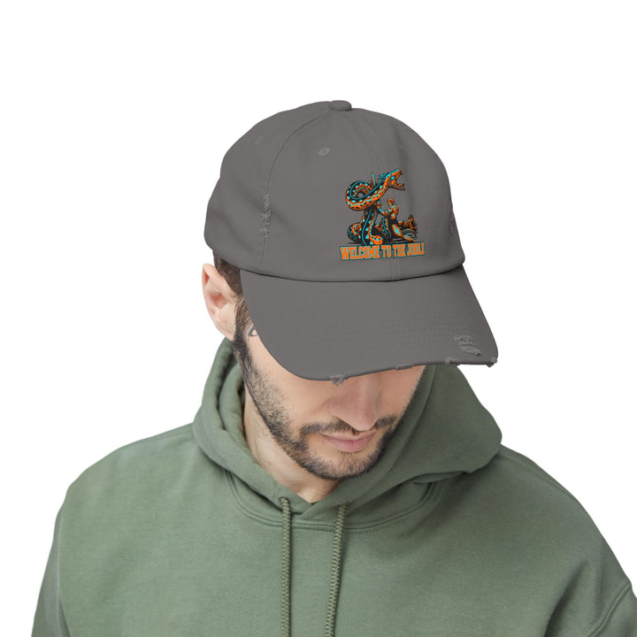 SERPENT SLAYER ORANGE AQUA WELCOME TO THE JUNGLE CAP