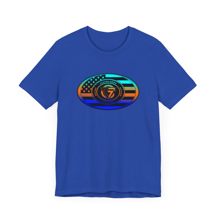 CG OVAL USA FLAG BLUE ORANGE AQUA BLEND