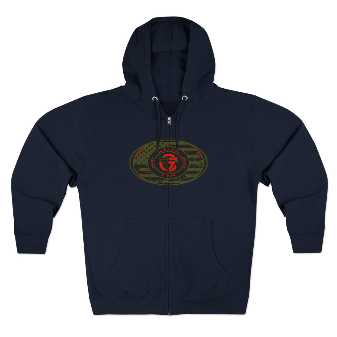 CG ANGRY DOG MILITARY GREEN BLOOD RED /AMERICAN SAVAGE ZIP UP