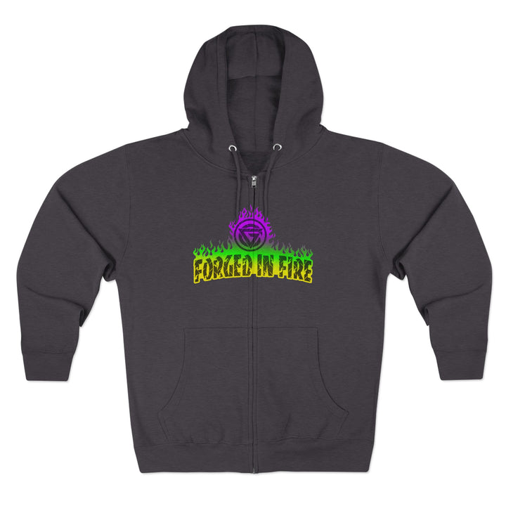 TIGER FLAME YELLOW GREEN PURPLE/READY FOR WAR ZIP UP