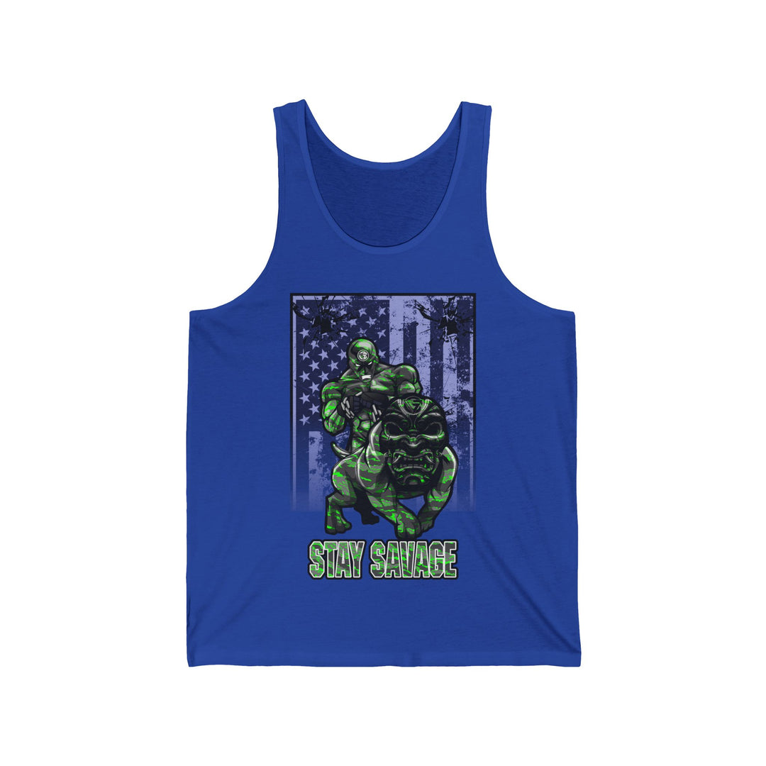 ANGRY DOG GREEN GREY CAMO TANK FLAG/STAY SAVAGE