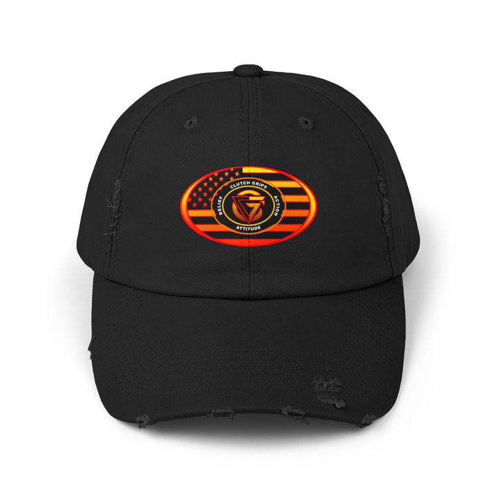 RED ORANGE YELLOW FADE OVAL AMERICAN FLAG CAP