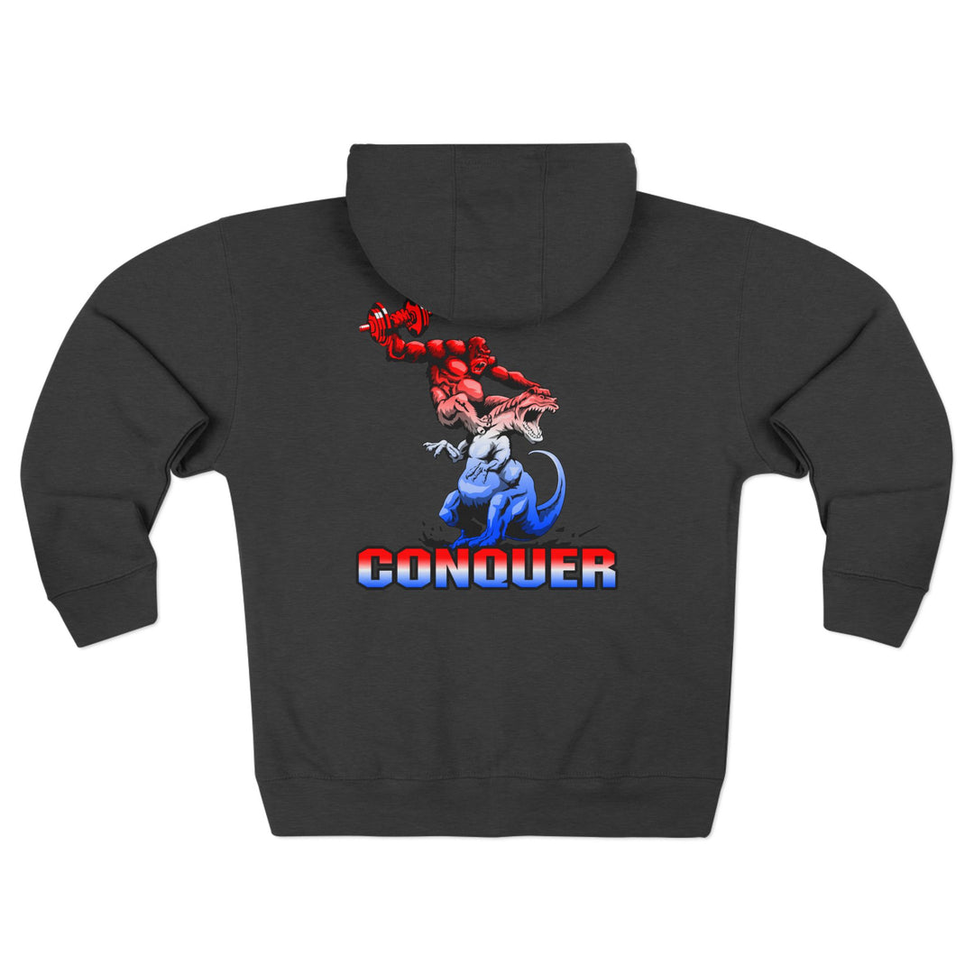 CG APE VS ZILLA 2ND FIGHTRED WHITE BLUE FADE /CONQUER ZIP UP