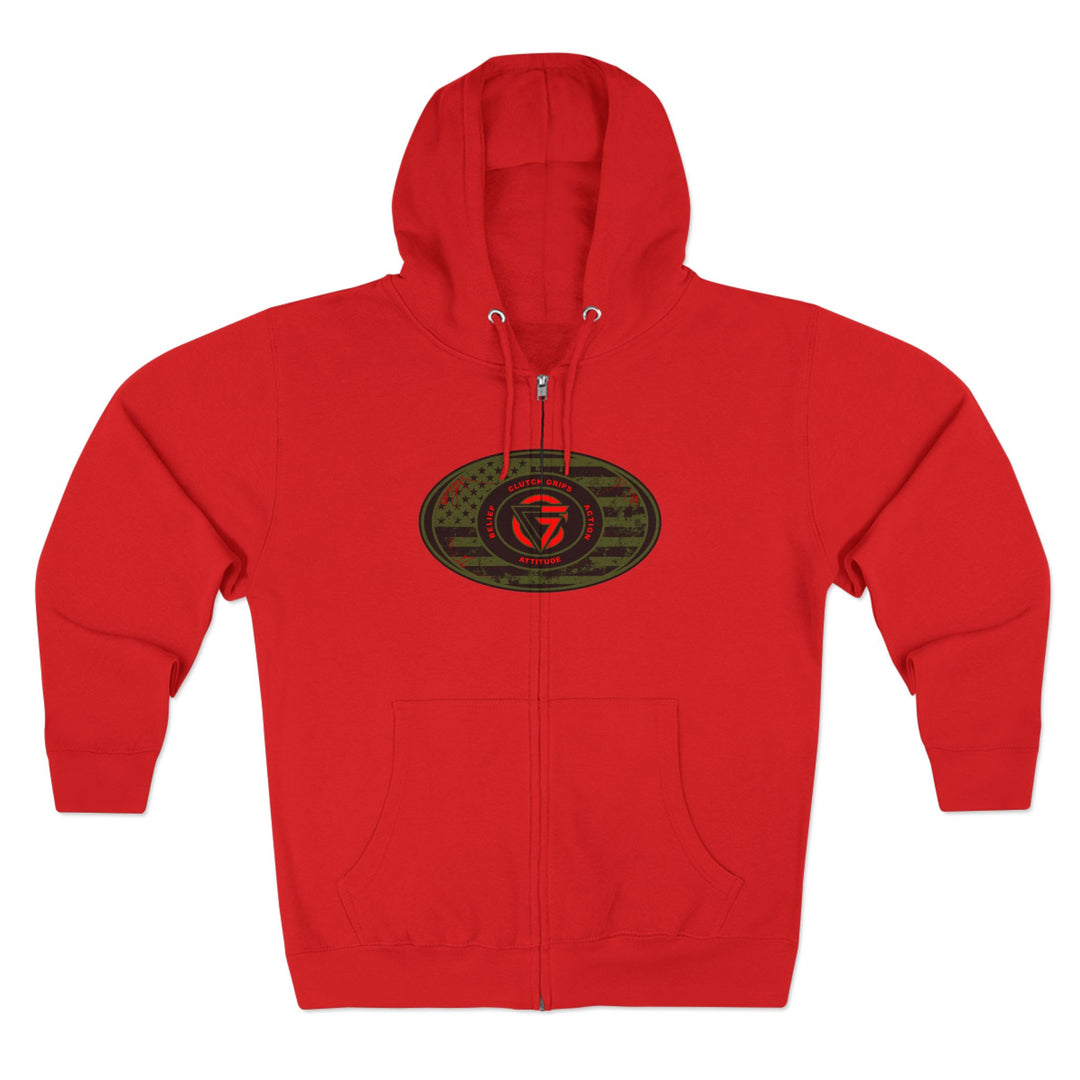 DYNAMITE TIGER RED GREEN YELLOW/LIVE FREE OR DIE ZIP UP