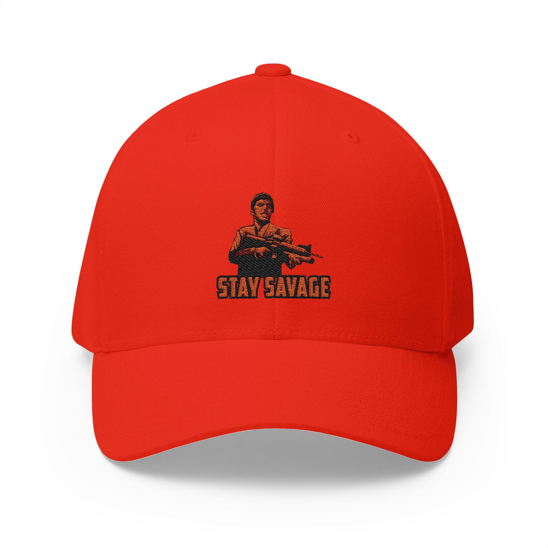 CG FINAL BOSS RED BLACK LOGO /FLAG /STAY SAVAGE Closed-Back Structured Cap (Embroidery)