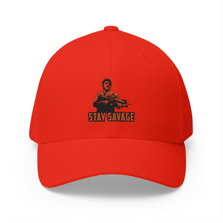 CG FINAL BOSS RED BLACK LOGO /FLAG /STAY SAVAGE Closed-Back Structured Cap (Embroidery)