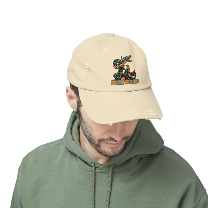 SERPENT SLAYER ORANGE AQUA WELCOME TO THE JUNGLE CAP