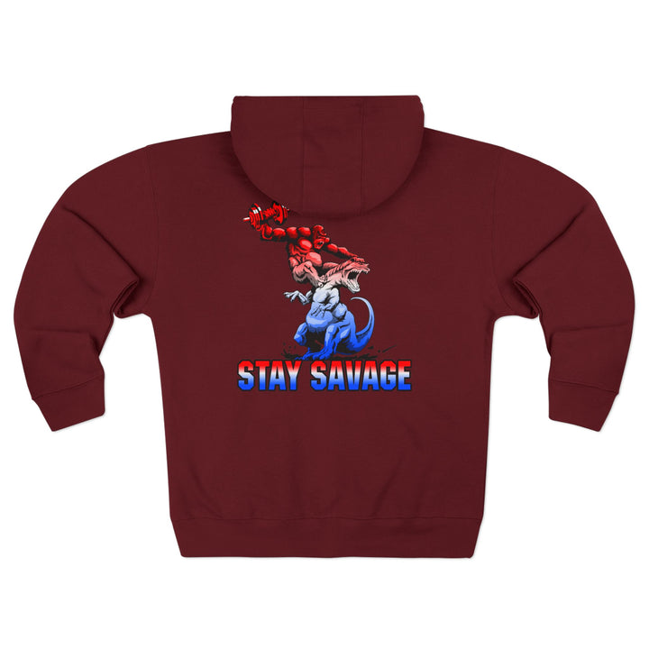 CG APE VS ZILLA 2ND FIGHT RED WHITE BLUE FADE /STAY SAVAGE ZIP UP