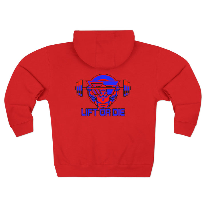 ENTER THE MAC HYPER RED BLUE /LIFT OR DIE ZIP UP