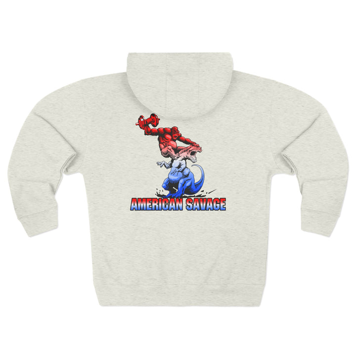 CG APE VS ZILLA 2ND FIGHTRED WHITE BLUE FADE /AMERICAN SAVAGE ZIP UP