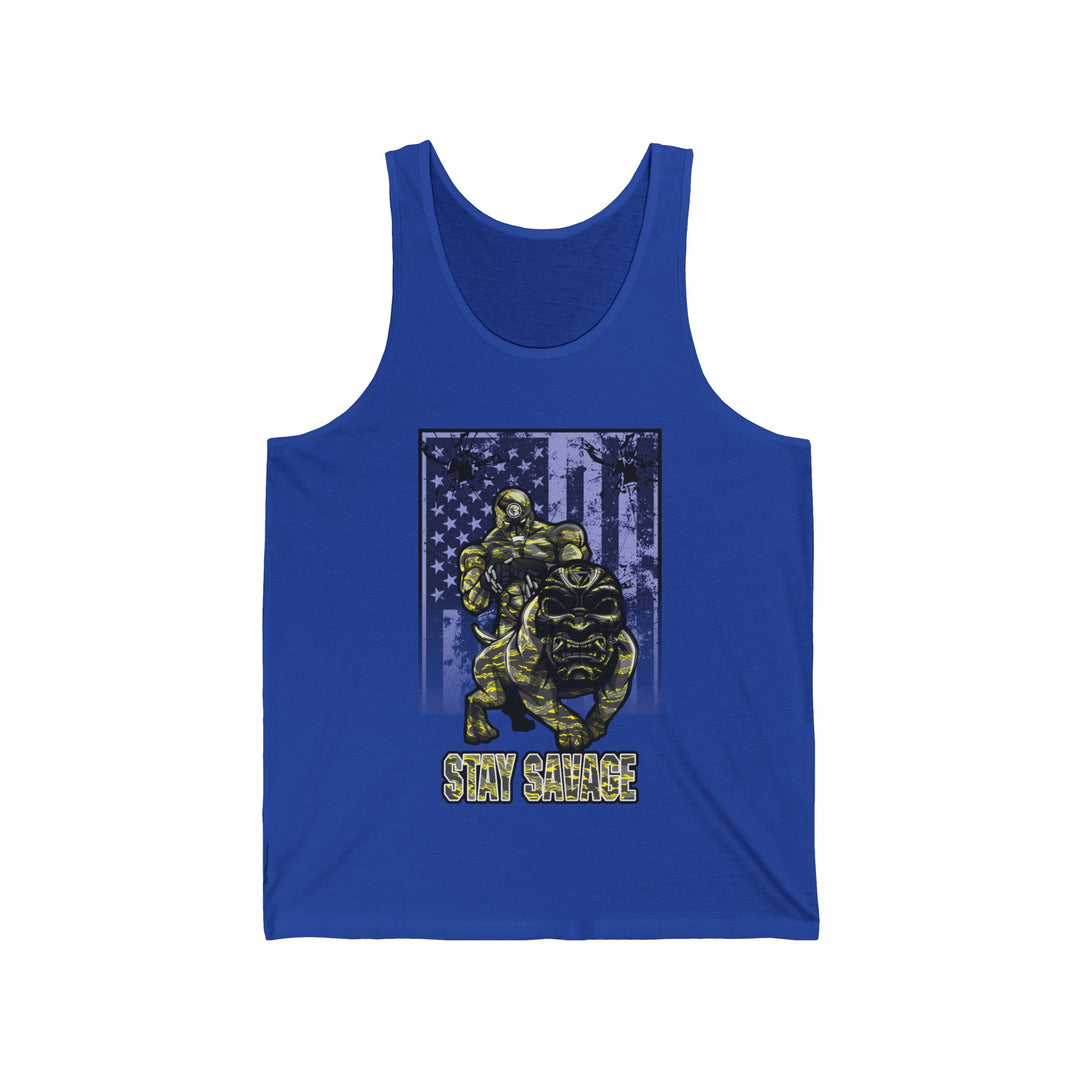 ANGRY DOG YELLOW GREY CAMO TANK FLAG/STAY SAVAGE