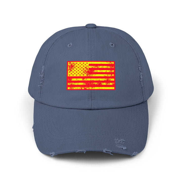 BATTLE HARDENED BLOOD RED & GOLD AMERICAN FREEDOM FLAG CAP