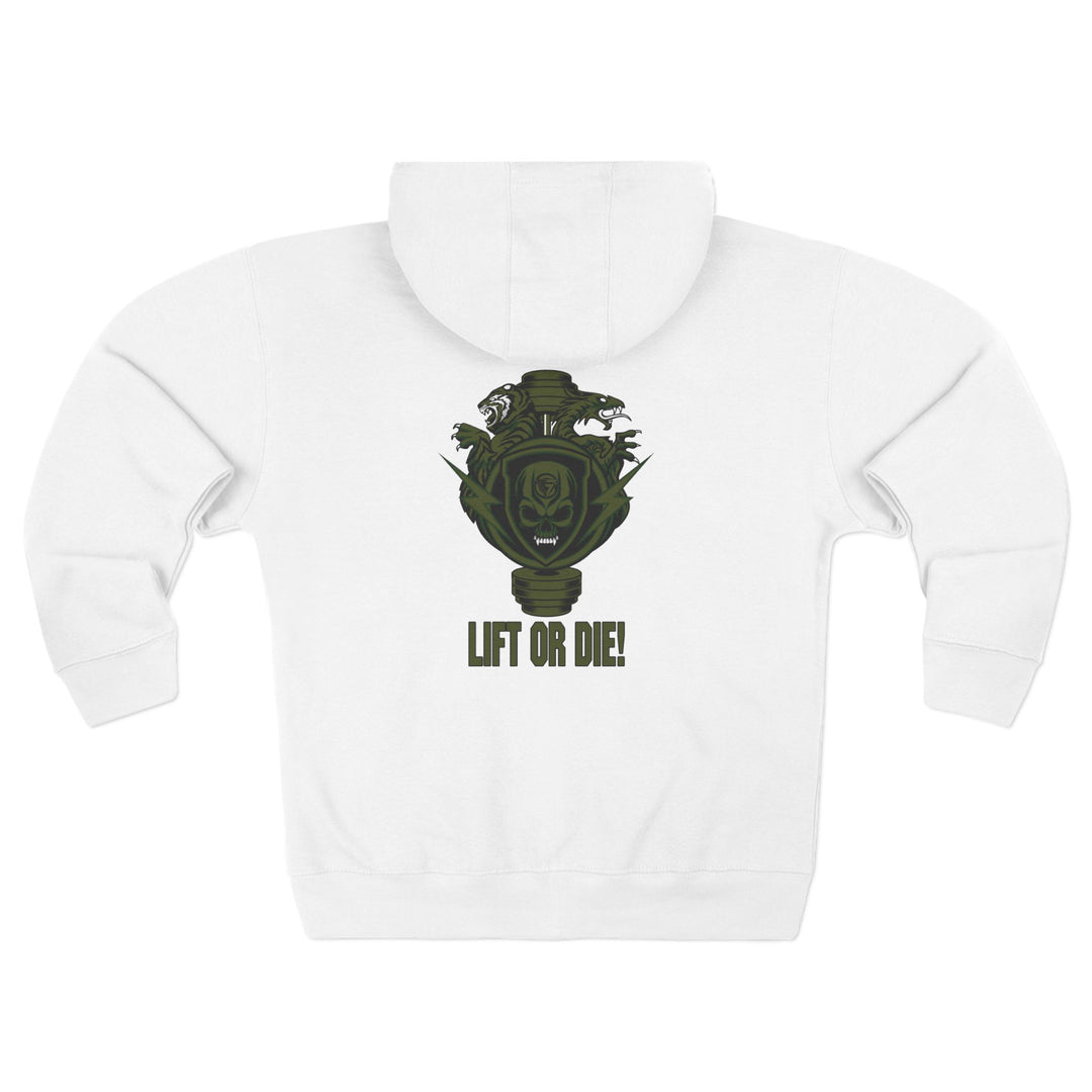 CG SGL SKULL DRAGON TIGER BELL ARMY GREEN /LIFT OR DIE  ZIP UP