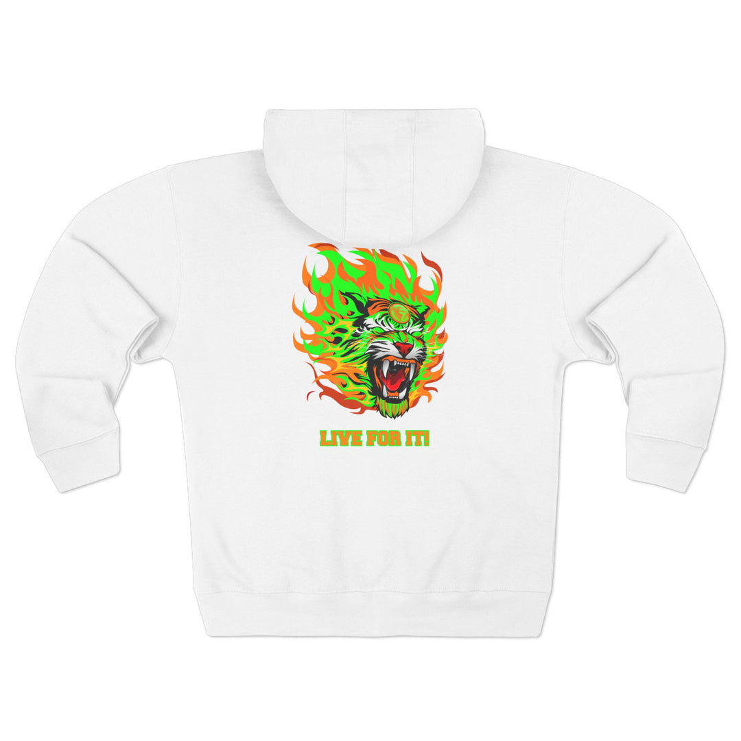 CG TIGER FLAME GREEN ORANGE/LIVE FOR IT ZIP UP