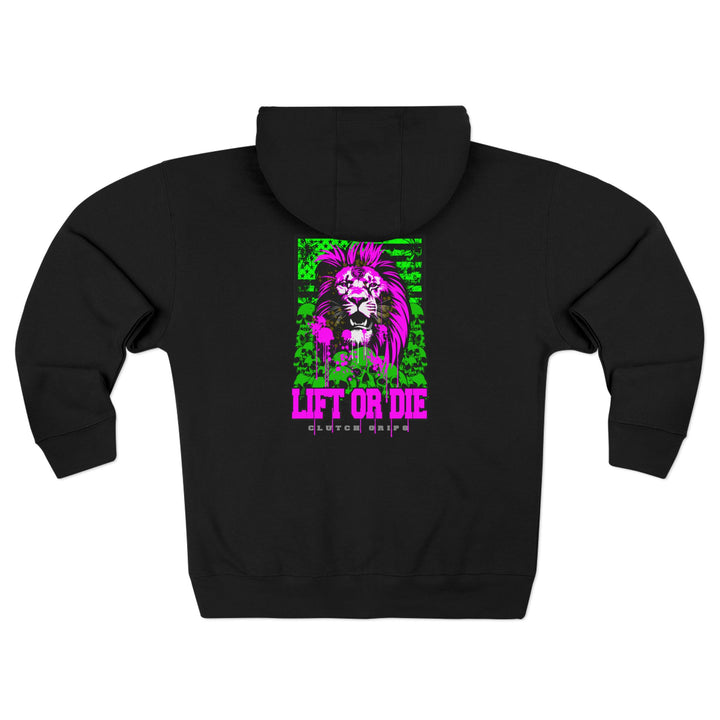 CG LION HEART GREEN PURPLISH PINK LIFT OR DIE ZIP UP
