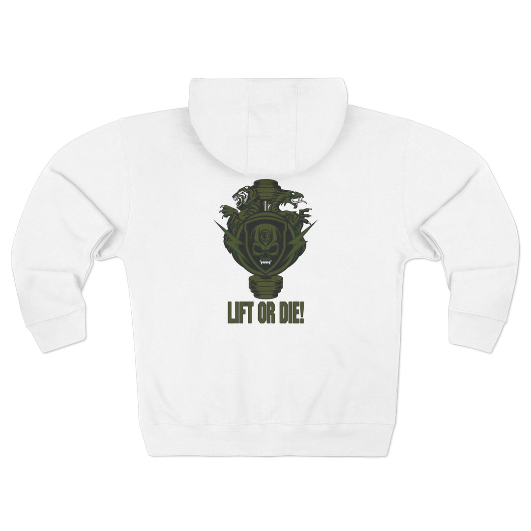 CG SGL SKULL DRAGON TIGER BELL ARMY GREEN /LIFT OR DIE ZIP UP
