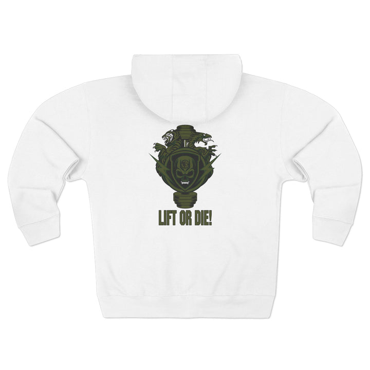 CG SGL SKULL DRAGON TIGER BELL ARMY GREEN /LIFT OR DIE ZIP UP