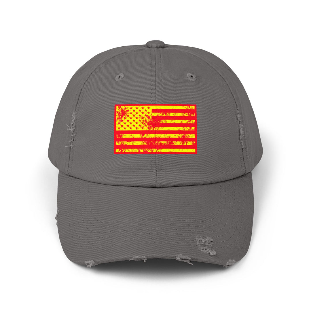 BATTLE HARDENED BLOOD RED & GOLD AMERICAN FREEDOM FLAG CAP
