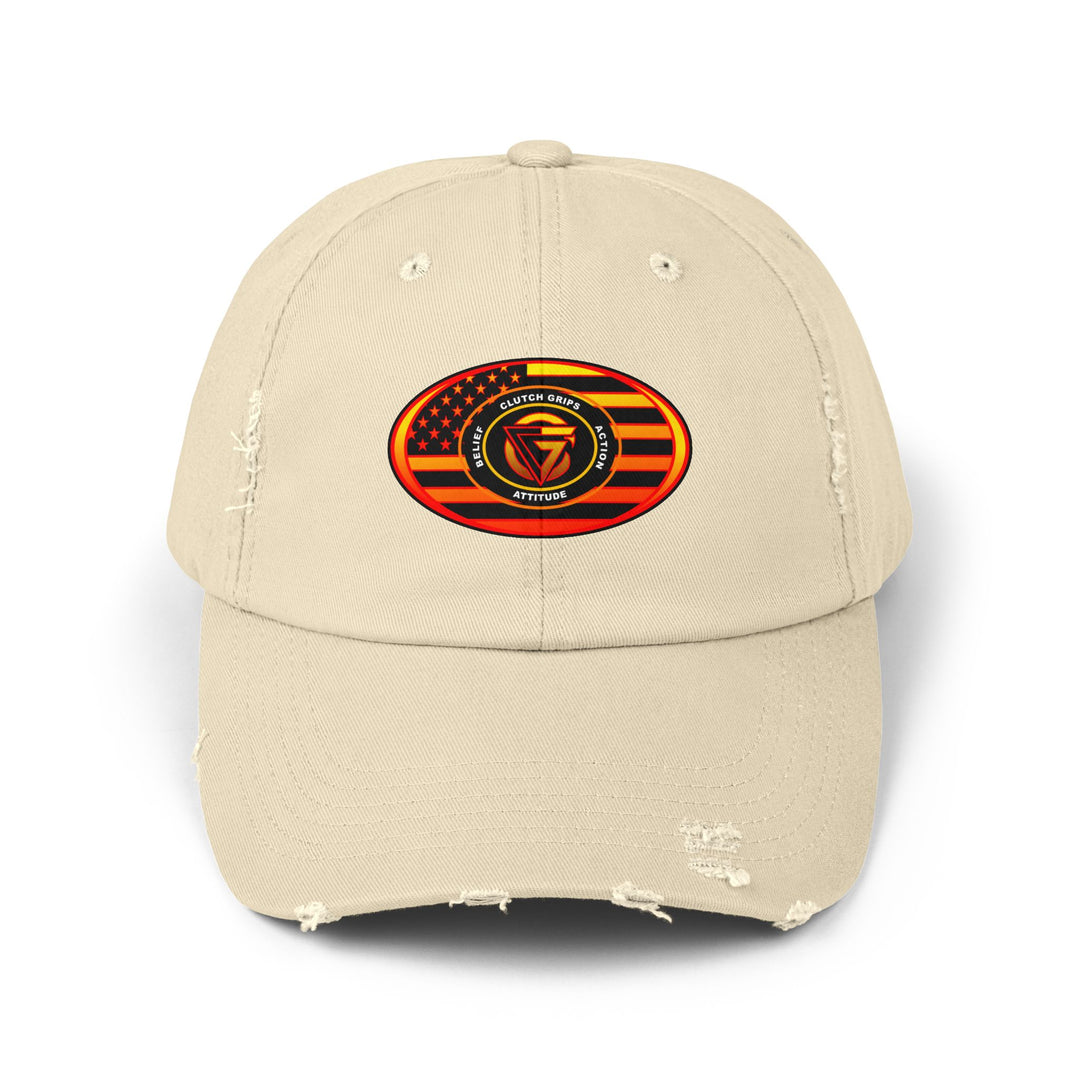 RED ORANGE YELLOW FADE OVAL AMERICAN FLAG CAP