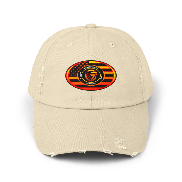 RED ORANGE YELLOW FADE OVAL AMERICAN FLAG CAP