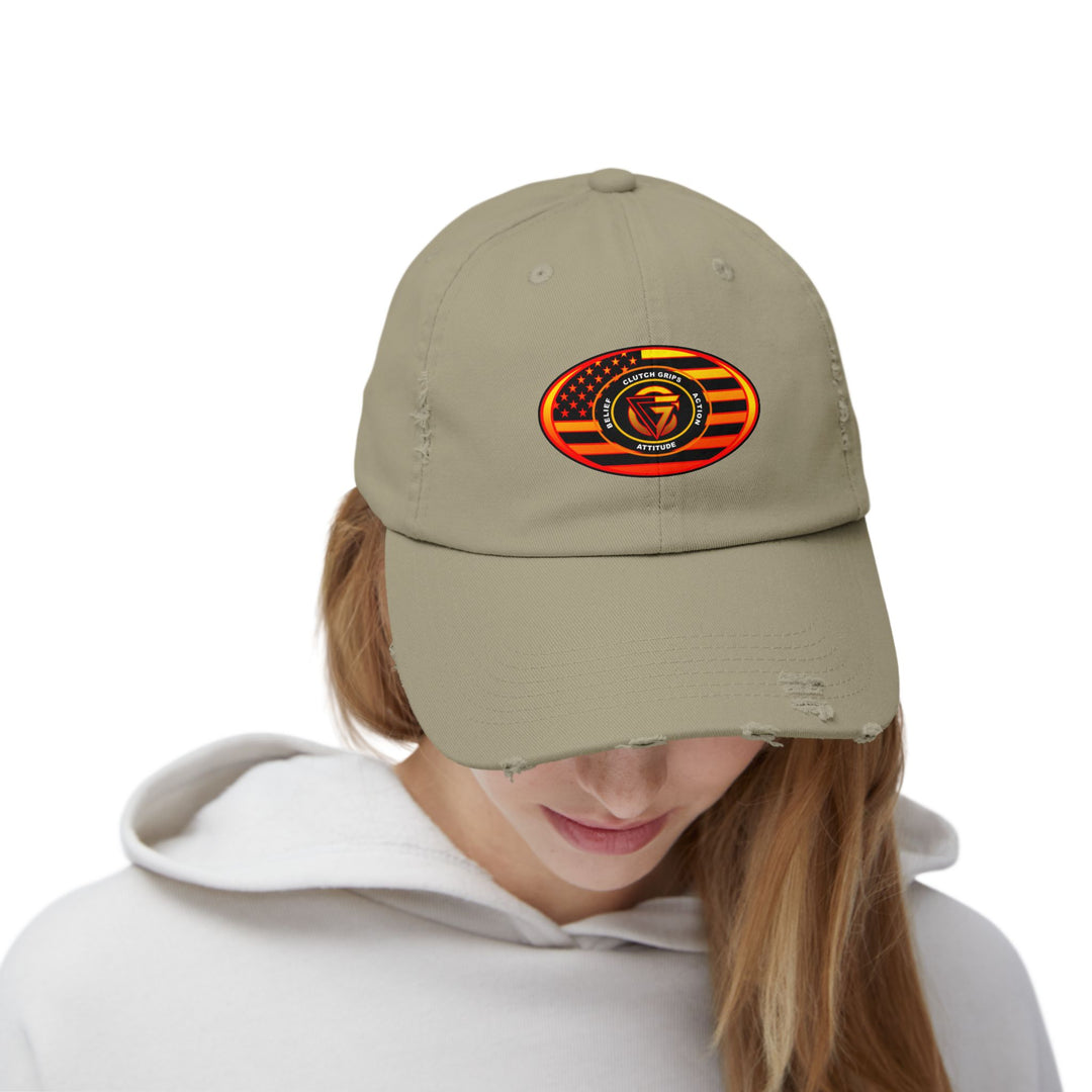 RED ORANGE YELLOW FADE OVAL AMERICAN FLAG CAP