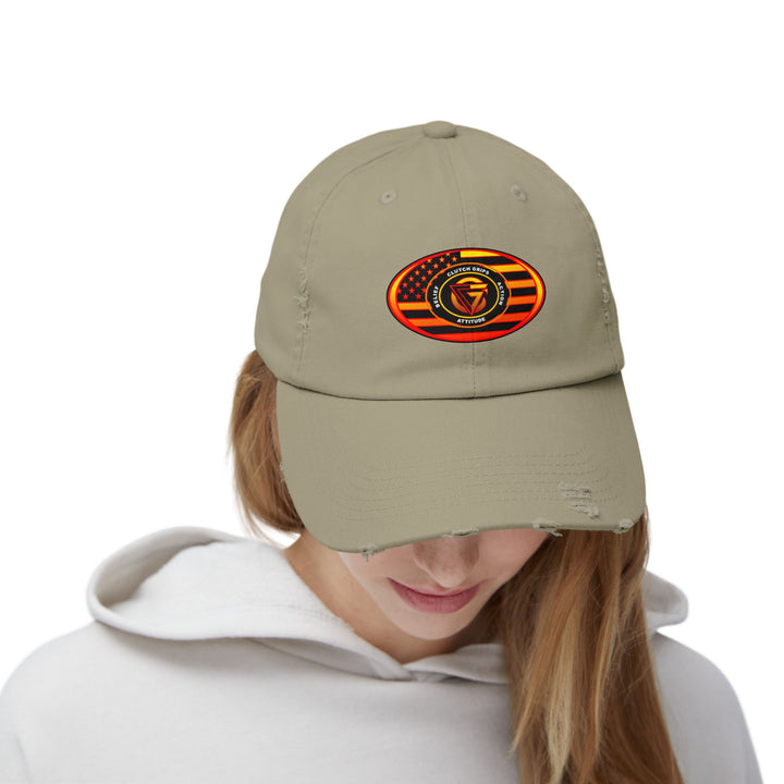 RED ORANGE YELLOW FADE OVAL AMERICAN FLAG CAP