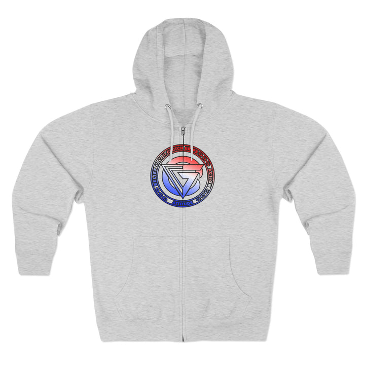 CG APE VS ZILLA 2ND FIGHTRED WHITE BLUE FADE /AMERICAN SAVAGE ZIP UP