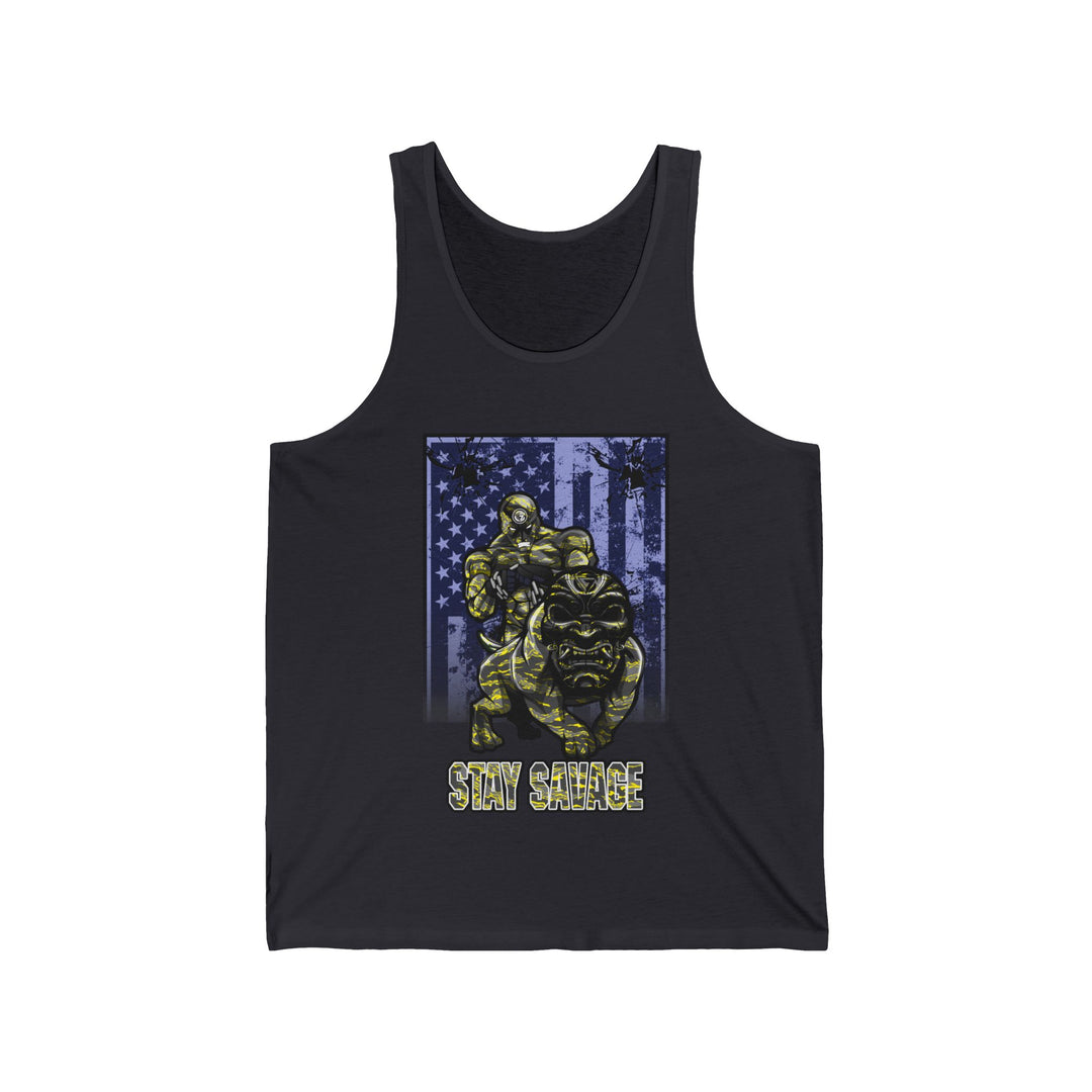 ANGRY DOG YELLOW GREY CAMO TANK FLAG/STAY SAVAGE