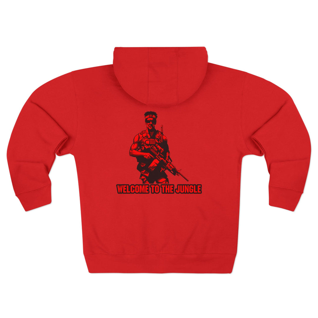 CG  NAVY SEAL TRIBUTE  RIP RED BLACK /WELCOME TO THE JUNGLE ZIP UP